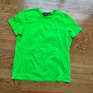 Ralph Lauren Sport Shirt Womens XL Green Cotton Crewneck Short Sleeve Pony Logo